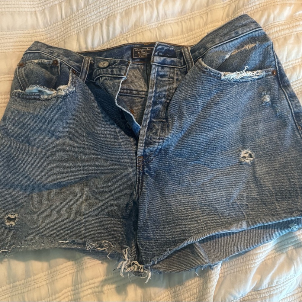 Abercrombie & Fitch Blue Jean Shorts Distressed Cut-Off